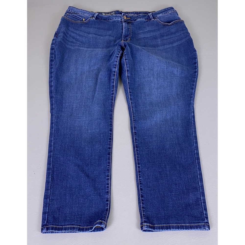 Lee Modern Series Jeans Women's Size 16M Curvy Fit Straight Leg Dark Blue Denim‎